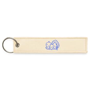 3 Birds Family Parents Mom Dad Three Child Baby - Jet Tag Keychain - creme - Front
