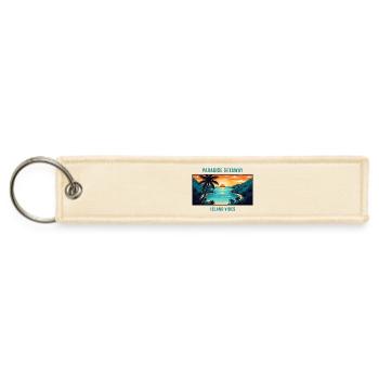 Bahamas Paradise Islands Tropical Beach Sun Palm - Jet Tag Keychain - creme - Front