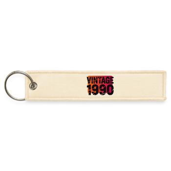 Vintage 1990 Gradient Distressed Text - Jet Tag Keychain - creme - Front
