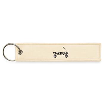 Ocean Bay Park Fire Island red wagon summer vaca - Jet Tag Keychain - creme - Front
