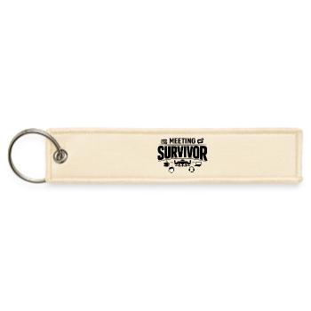Meeting Survivor Tee: Coffee & Tech - Jet Tag Keychain - creme - Front