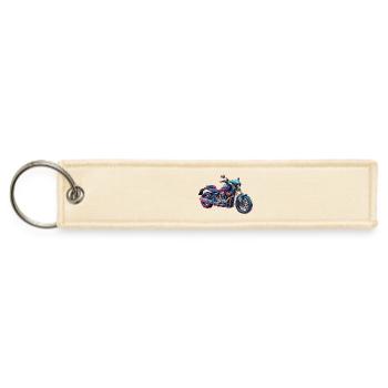Futuristic Neon Cyberpunk Motorcycle - Jet Tag Keychain - creme - Front