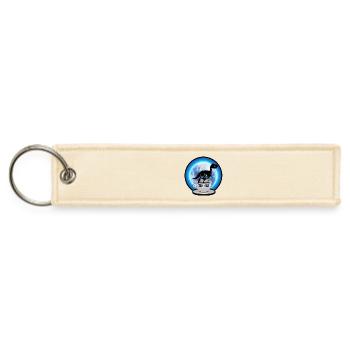 Dinosaur T-Rex in Tea Cup against Moon - Jet Tag Keychain - creme - Front