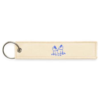 2 budgies songbird sparrow chirping team friends - Jet Tag Keychain - creme - Front