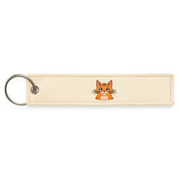 Cheerful Orange Cat Face - Jet Tag Keychain - creme - Front