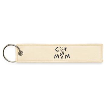 Cat Mom Heart Design | Minimalist Cat Lover - Jet Tag Keychain - creme - Front