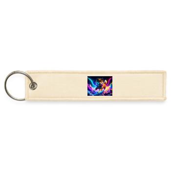 Vibrant Neon Shiba Inu in Surreal Sky - Jet Tag Keychain - creme - Front