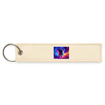 Colorful Pug Surrounded by Neon Swirls - Jet Tag Keychain - creme - Front