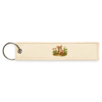 Cute Mouse with Strawberries Cartoon Design - Jet Tag Keychain - creme - Front