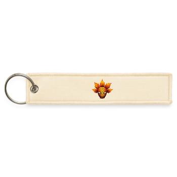 Alien in Autumn Leaves: Colorful Leaf Face - Jet Tag Keychain - creme - Front