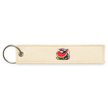 Cute mouse watermelon summer whimsical quirky - Jet Tag Keychain - creme - Front