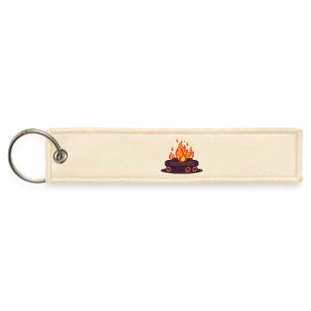 Pixel Campfire – Retro Outdoor Glow - Jet Tag Keychain - creme - Front