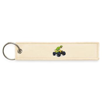 Roaring Dino on Wheels Cartoon Monster Truck Fun - Jet Tag Keychain - creme - Front