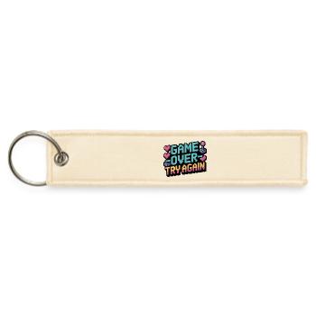 Game Over Try Again Quote - Jet Tag Keychain - creme - Front