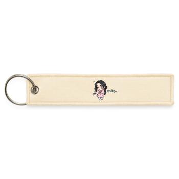 Sleepy Chibi Girl Coffee Loading Morning Mood - Jet Tag Keychain - creme - Front