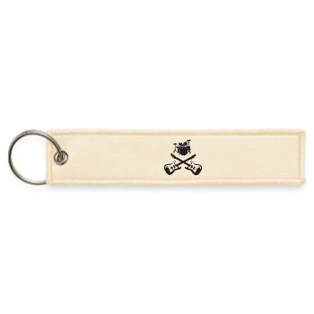 Crossed Guitars Drum Kit Skull Rock Music Design - Jet Tag Keychain - creme - Front