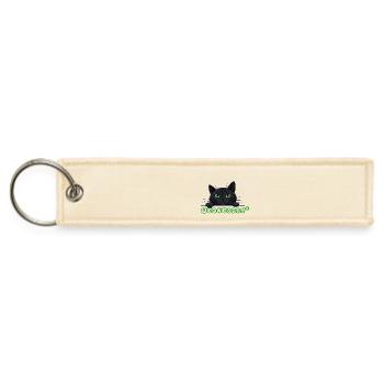 Cute Peeking Black Cat - Wednesday Mood - Jet Tag Keychain - creme - Front