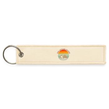 Sunset Sloth Resting: Say Less Do Less - Jet Tag Keychain - creme - Front