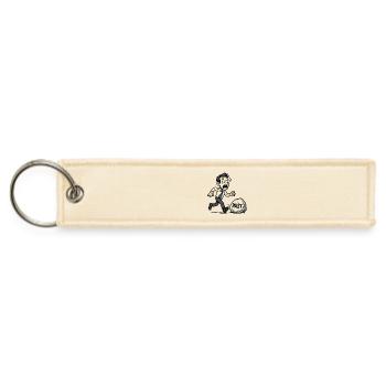 Anxious Businessman Chasing Time Capsule - Jet Tag Keychain - creme - Front