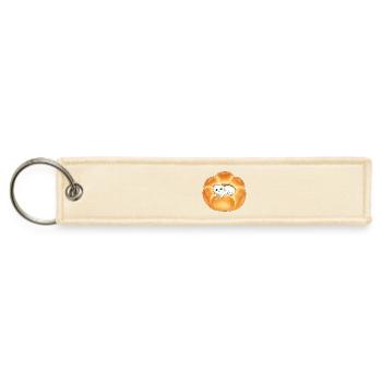 Whimsical Cat in Bread Illustration - Jet Tag Keychain - creme - Front