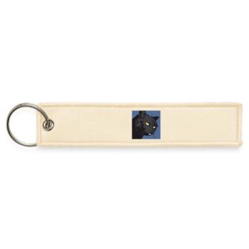 Black Cat Blep - Jet Tag Keychain - creme - Front