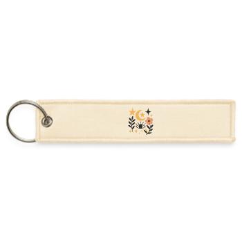 Mystical Night Sky Botanical Design - Jet Tag Keychain - creme - Front