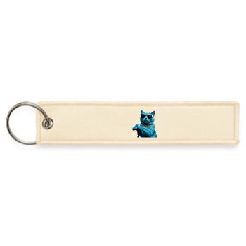 Cool Cat with Sunglasses and Gold Chain - Jet Tag Keychain - creme - Front