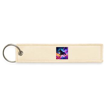 Neon Doberman Illustration - Jet Tag Keychain - creme - Front