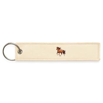 Elegant Chestnut Horse with Flowing Mane - Jet Tag Keychain - creme - Front