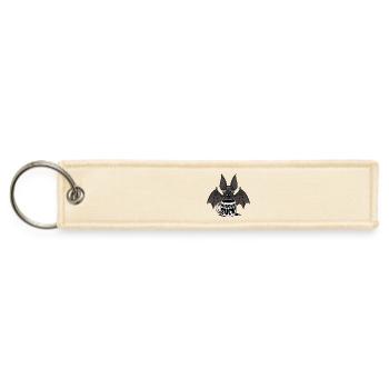 Mornings Suck Sleepy Vampire Bat Coffee Humor - Jet Tag Keychain - creme - Front