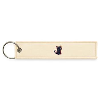 Neon Glitch Pixel Black Cat Art - Jet Tag Keychain - creme - Front