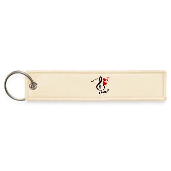 Red hearts and Music - Jet Tag Keychain - creme - Front