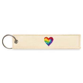 Rainbow Heart Mosaic Queer Pride Gay Love LGBTQ - Jet Tag Keychain - creme - Front