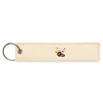 Retro Vinyl Notes on Night Sky - Jet Tag Keychain - creme - Front