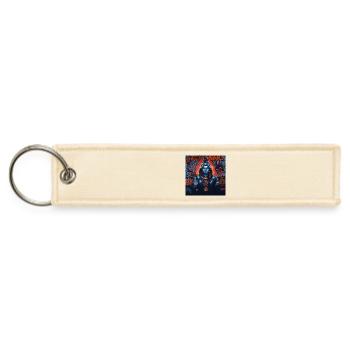 Neon Blue Shiva Glyphs - Jet Tag Keychain - creme - Front