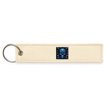 Blue Geometric Skull Neon - Jet Tag Keychain - creme - Front