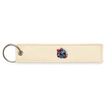 Patriotic Football Helmet Bow - Jet Tag Keychain - creme - Front