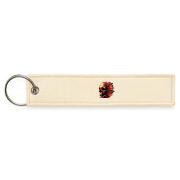 Glitch Art Skull - Digital Memento Mori - Jet Tag Keychain - creme - Front