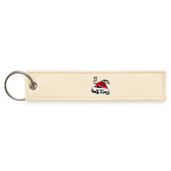 Ukiyo-e Drift: Red Sun Car - Jet Tag Keychain - creme - Front