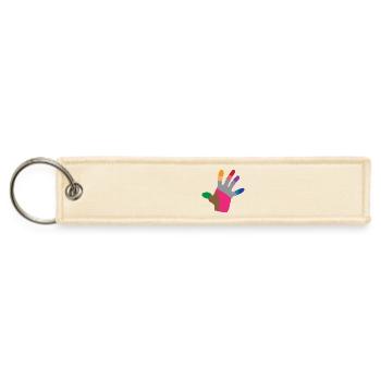 Multicolor Hand Patchwork Graphic - Jet Tag Keychain - creme - Front
