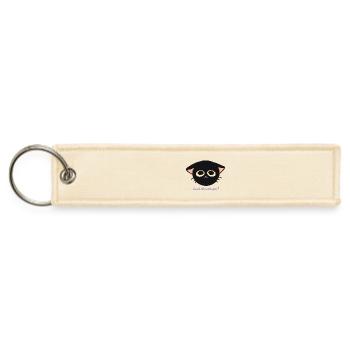 Can I Sit With You? Black Cat Pouting - Jet Tag Keychain - creme - Front