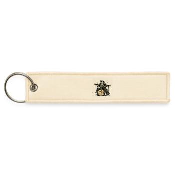 Steampunk Cat Drummer - Jet Tag Keychain - creme - Front