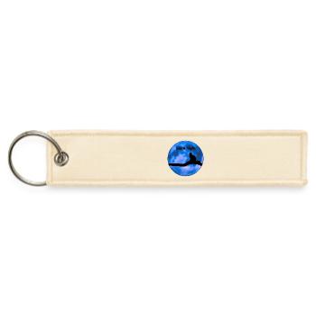Moonlit Cat Silhouette on Blue Moon - Jet Tag Keychain - creme - Front