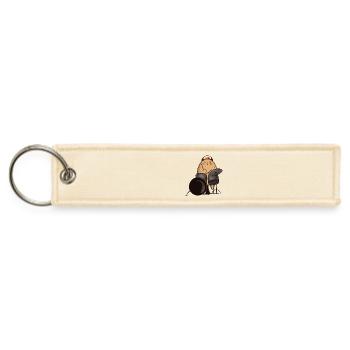 A cute cat Drummer  - Jet Tag Keychain - creme - Front