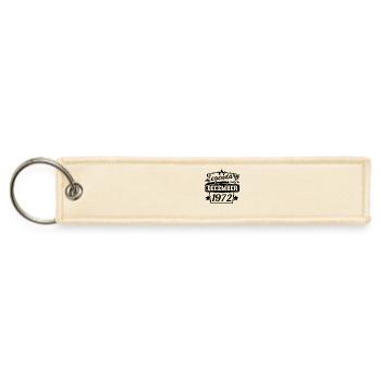 December 1972 Birthday Sayings Vintage - Jet Tag Keychain - creme - Front