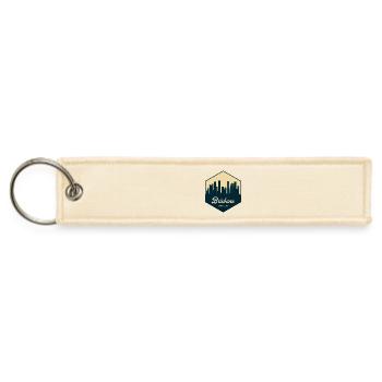 Brisbane Skyline Retro Badge - Jet Tag Keychain - creme - Front