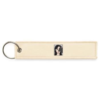 Feminine Face Art Cat Lady Kitten Lover Cute Cat - Jet Tag Keychain - creme - Front