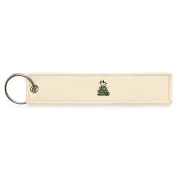 Funny Cat Christmas Tree Whimsical - Jet Tag Keychain - creme - Front