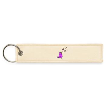 Music notes singing bird sparrow sings chirps fun - Jet Tag Keychain - creme - Front