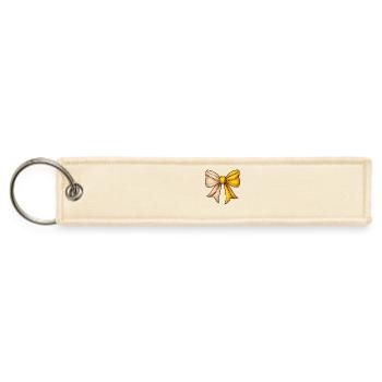 Baseball Softball Coquette Bow - Jet Tag Keychain - creme - Front